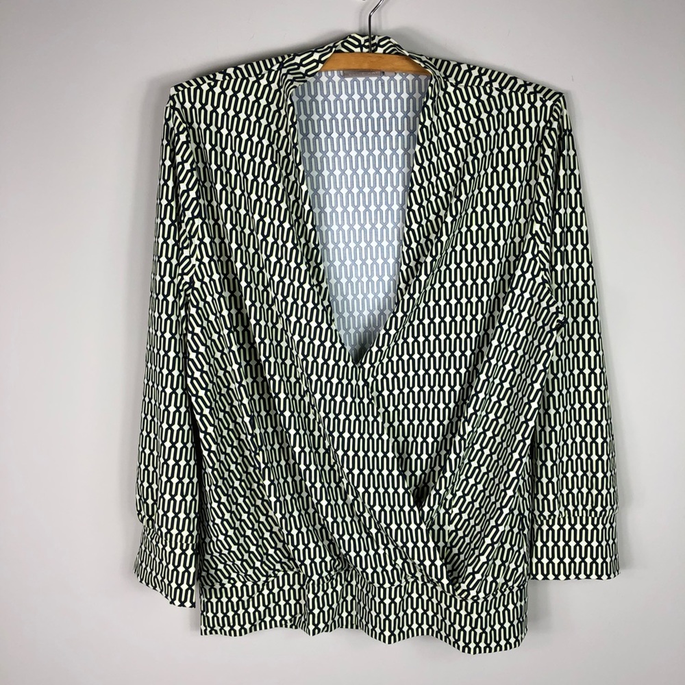 Ellie Kai Cape Cod Nylon Pattern Wrap Top Cooling Shirt *67